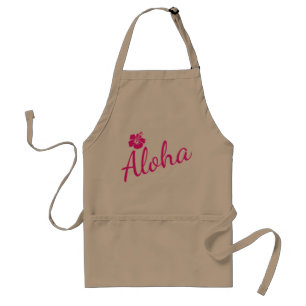 Avental Design de texto rosa original ALOHA e flor