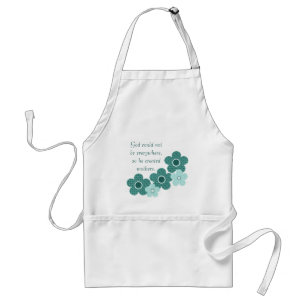 Avental Deus Criou Mães Padronizadas Flor Apron, Teal
