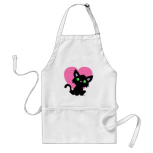 Avental Dia de os namorados Gatinho Preto Pron Branco