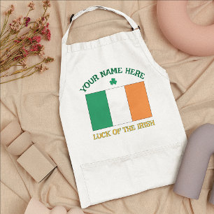 Avental Dia de São Patrício Bandeira da Irlanda Nome Perso