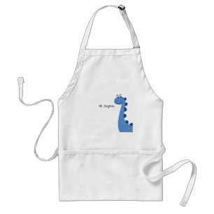 Avental Dinossauro Azul Fofo - Nome Personalizado Sophia