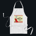 Avental do Grillin do pai<br><div class="desc">Este avental caracteriza avental do Grillin o texto do "pai" com um gráfico de uma espátula do churrasco e de uma luva do forno. A impressão é acentuada com verificações vermelhas. Isto é customizável, assim que você pode pôr qualquer um conhecido no lugar do pai.</div>