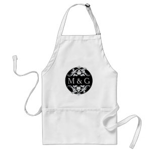 Avental Dois monogramas com Scrollwork e folhas A09