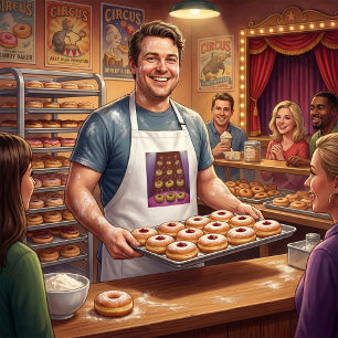 Avental Donuts Dançando Personagens Fantasiosos de Donuts