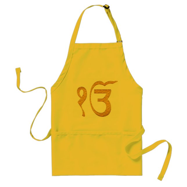 Avental Dourado Ek Onkar Sikh Langar Apron com Bolsos (Frente)