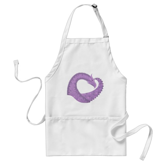 Avental Dragão do coração roxo lavanda em branco (Frente)