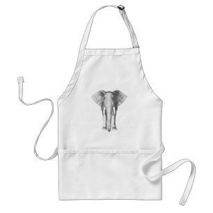 Avental Elefante em preto e branco