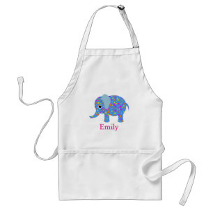 Avental Elefante Floral Azul Cute Personalizado