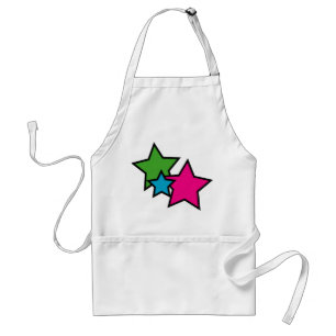 Avental Estrelas Verde Cor de Rosa Azul Preto