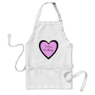 Avental Eu adoro Cozinhar Coração Rosa Apron