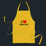 Avental Eu adoro vegetais | Pedras curtas para vegetariano<br><div class="desc">Eu adoro vegetais | Pedras curtas para vegetarianos e veganos. Personalizável Eu coração modelo design. O churrasco aparece em Amarelo,  bege e branco. Bela ideia de presente para cozinheiro de chef ou festa saudável de janto de comidas.</div>