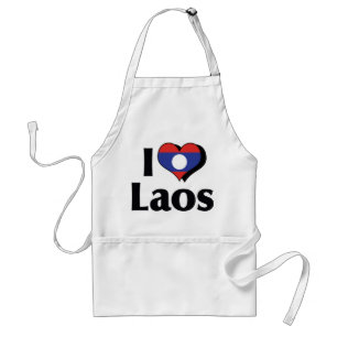 Avental Eu Amo a Bandeira do Laos