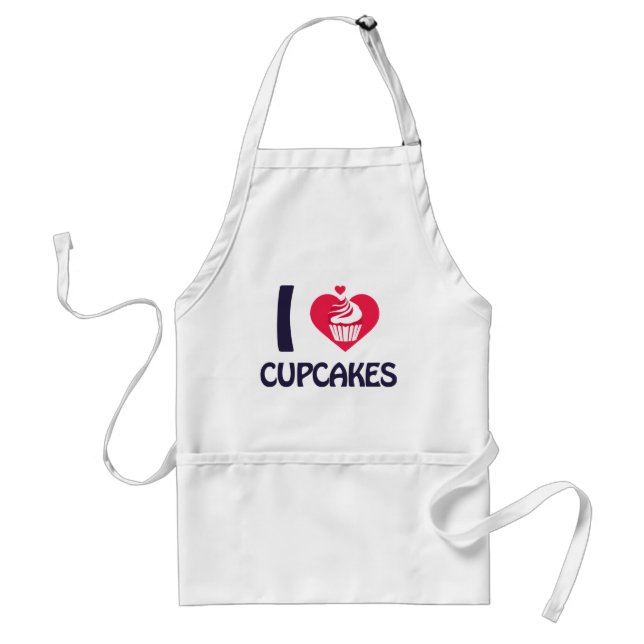Avental Eu amo Camiseta de Cupcakes (Frente)