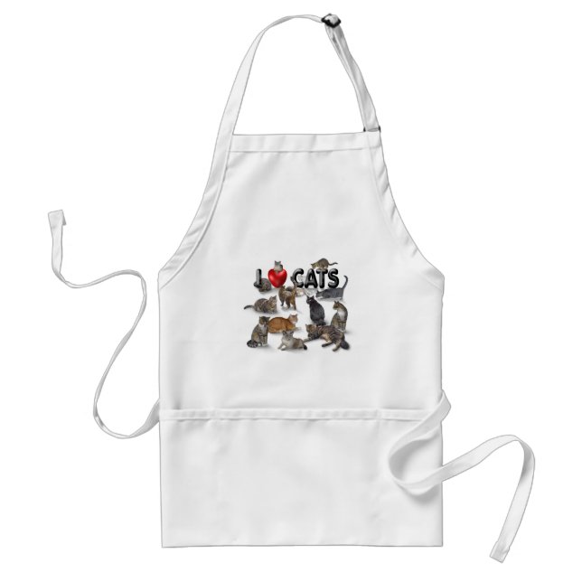 Avental "Eu amo gatos" Apron (Frente)