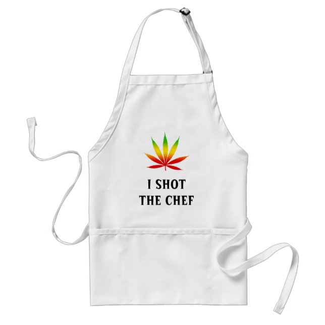 Avental Eu Atirei O Chef Reggae Rasta Leaf Standard Apron (Frente)