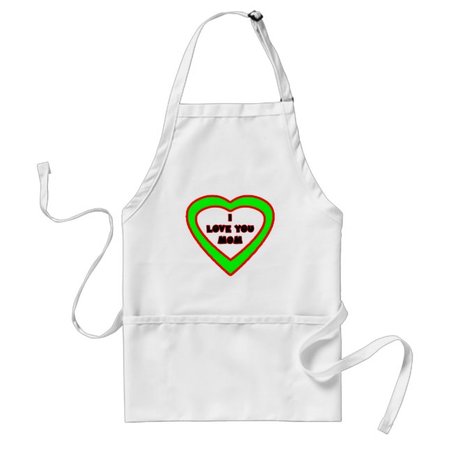 Avental Eu te amo coração verde da MAMÃ o presente de (Frente)