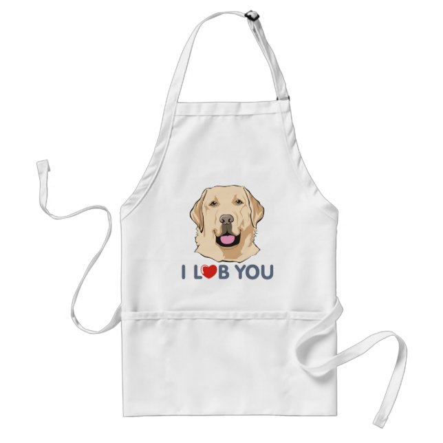 Avental Eu te amo tema dourado de labrador retriever (Frente)