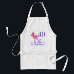 Avental Fabulosa aniversário de 40 anos para as mulheres<br><div class="desc">Uma bela ideia de presente de aniversário de um marco para ela,  com uma borboleta e um esquema de cor rosa e roxo.</div>
