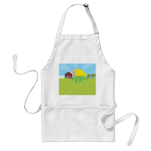 Avental Farm Landscape Red Barn Silo Apple Trees (Frente)