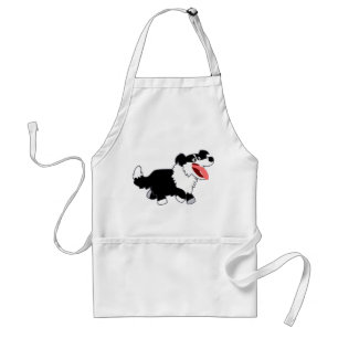 Avental feliz bonito de border collie dos desenhos