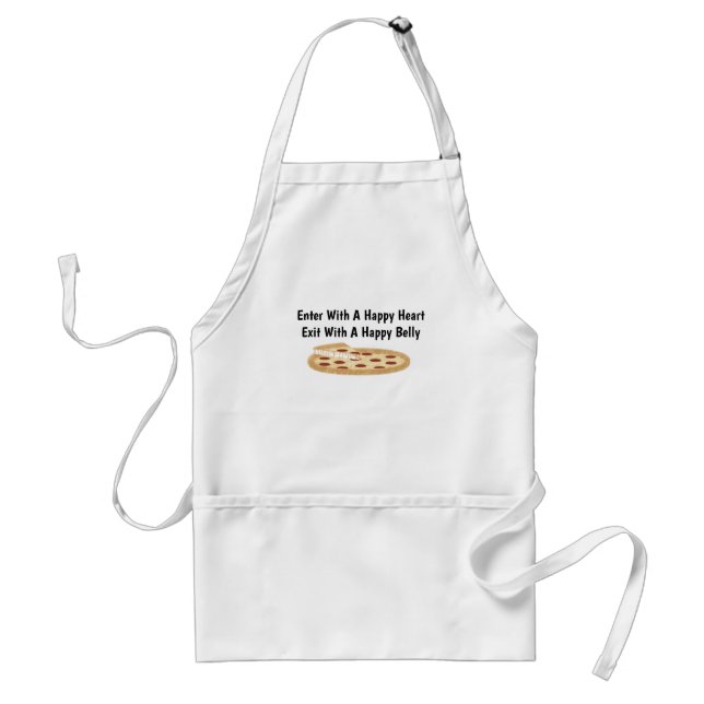 Avental Feliz Coração Feliz Pizza Apron (Frente)