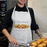 Avental Feliz Dia de Ação de Graças Vintage Pumpkins Caiu<br><div class="desc">Este antigo avental de reunião da família de Ação de Graças apresenta um desenho antigo de abóboras laranja,  folhas de outono e girassóis bonitos de outono. Parabéns nostálgicos com o roteiro marrom de sua família ou nome comercial ou outro texto personalizado.</div>