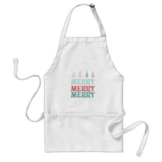 Avental Feliz Feliz Feliz com Árvores de Natal Pastel Boho