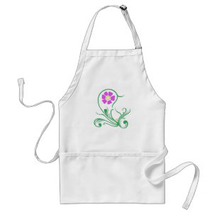Avental Flor floral roxo padrão floral verde