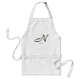 Avental Floral Monogram letter N Retirement Apron