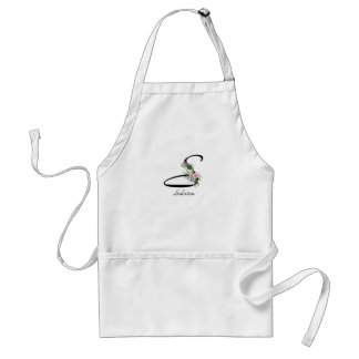 Avental Floral Monogram letter S Retirement Apron