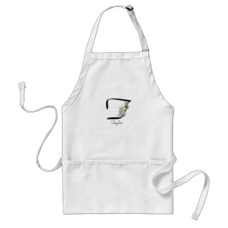 Avental Floral Monogram letter T Retirement Apron