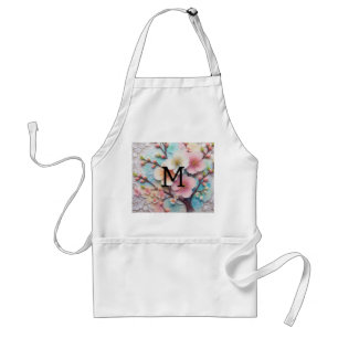 Avental Florença floral pastel cor-de-rosa monograma
