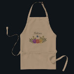 Avental Flores Femininas bonito e Borboleta Personalizadas<br><div class="desc">Bonito design floral com borboleta azul e personalização fofa.</div>