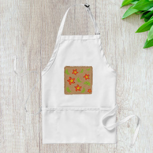 Avental Flores Verde E Laranja