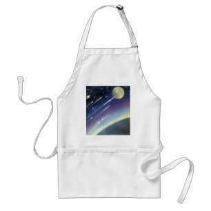 Avental Foguetes de Ficção Científica Vintage no Espaço po