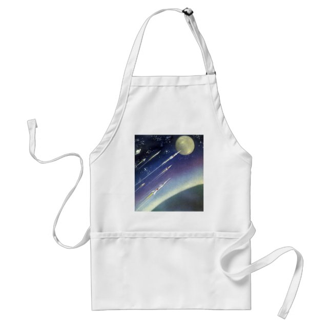 Avental Foguetes de Ficção Científica Vintage no Espaço po (Frente)