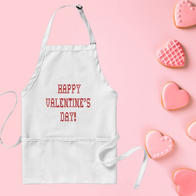 Avental Fonte com forma de feliz dia de os namorados minús (Happy Valentine's Day Tiny Heart Shaped Font Adult Apron)