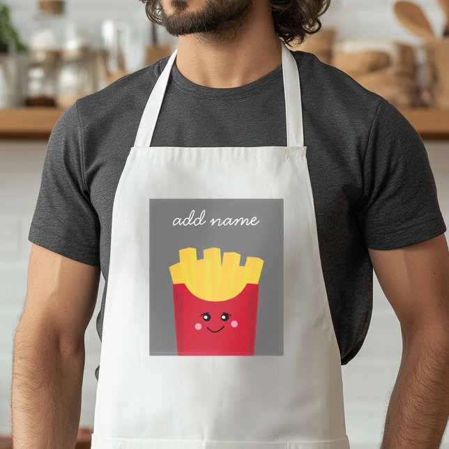 Avental Fritas Francesas Cute Kawaii com Nome Personalizad (Custom Apron with a Photo Collage)