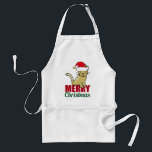 Avental Gato bonito do gatinho do Feliz Natal<br><div class="desc">Gato do Feliz Natal. Um gatinho engraçado do feriado que veste um chapéu vermelho de Papai Noel sobre letras verdes e vermelhas. Um presente feliz do gatinho.</div>