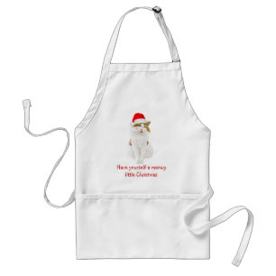 Avental Gato com chapéu do papai noel
