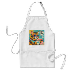 Avental Gato de desenho animado de estilo retrô vestindo v