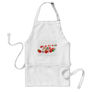 Avental Gato usando enfeite de Natal chapéu vermelho de Pa