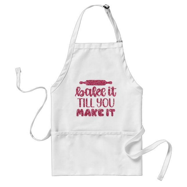 Avental Glitter Cor De Rosa Chic Apron Para Bakers Baat (Frente)