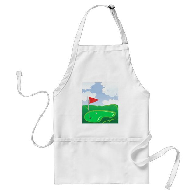 Avental Grama de golfe com bandeira vermelha e bola (Frente)