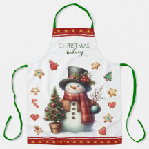 Avental Grande Boneco de Neve e Biscoitos de Natal