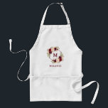 Avental Hair Stylist e Makeup Artist Burgundy Floral<br><div class="desc">Hair Stylist and Makeup Artist Watercolor Burgundy Marsala Floral Monogramas e Apron</div>
