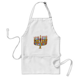 Avental Happy Hanukkah Dreidels Menorah