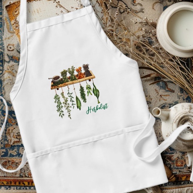 Avental Herbs Herbalist White Bib Apron (Criador carregado)