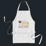 Avental Hora do lanche! Vidro de vinho tinto Comida de Que<br><div class="desc">Apron apresenta uma ilustração original de um copo de vinho tinto e uma cunha de queijo brie,  com SNACK TIME em uma fonte vermelha divertida. Não vê o que está procurando? Precisa de ajuda para a personalização? Entre em contato com Rebecca para ter algo projetado só para você.</div>