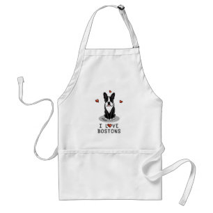 Avental I Love Bostons Boston Terriers (preto e branco)